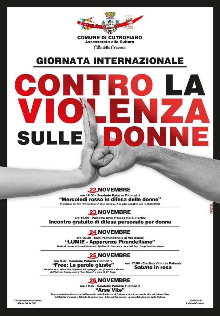 GIORNATA INTERNAZIONE CONTRO LA VIOLENZA SULLE DONNE: LE INIZIATIVE IN PROGRAMMA