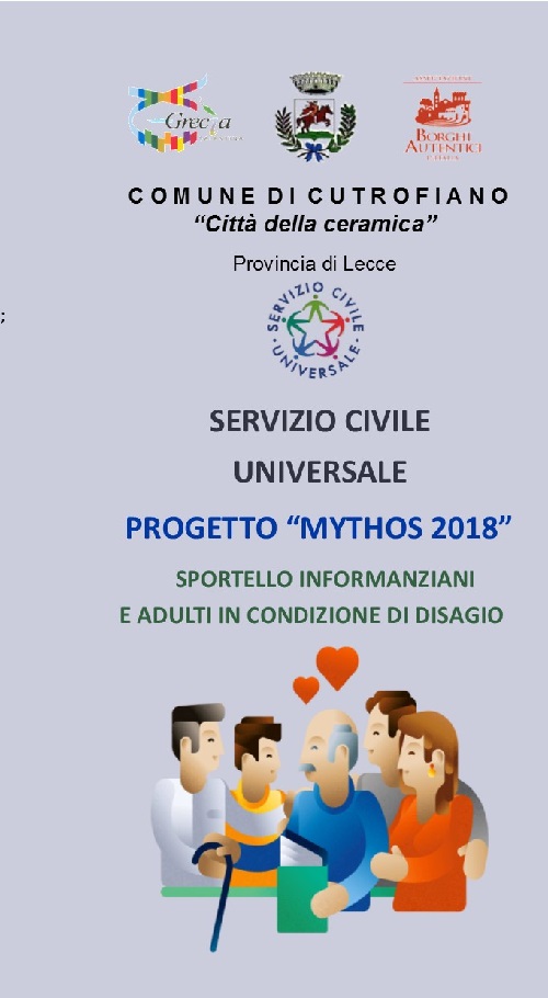 SERVIZIO CIVILE UNIVERSALE - PROGETTO MYTHOS 2018 - SPORTELLO INFORMANZIANI E ADULTI IN CONDIZIONE DI DISAGIO