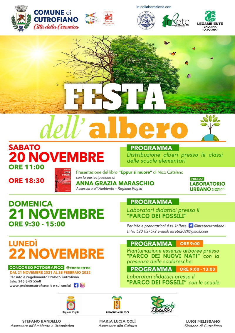 FESTA DELL'ALBERO: IL PROGRAMMA DAL 20 AL 22 NOVEMBRE 2021